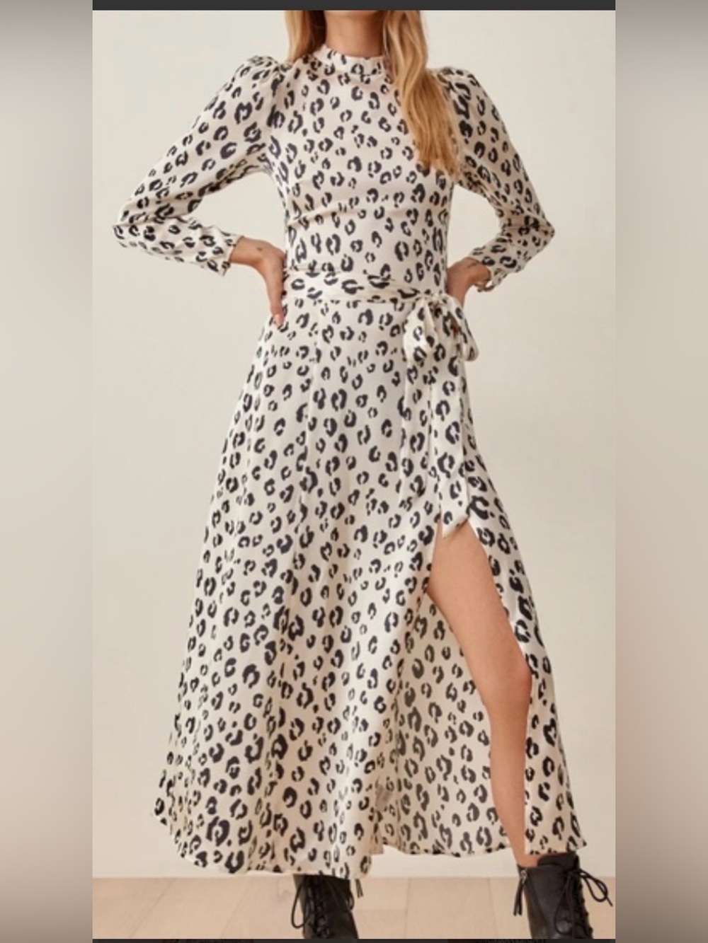 Reformation Julius Dress Leopard Print Silk Dress